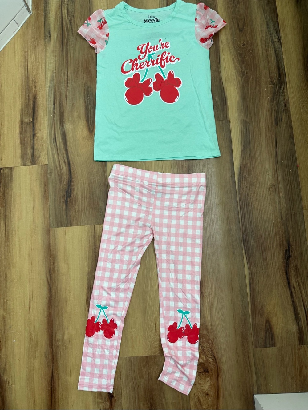 Disney Mint Green & Pink Cherry Pajama Set